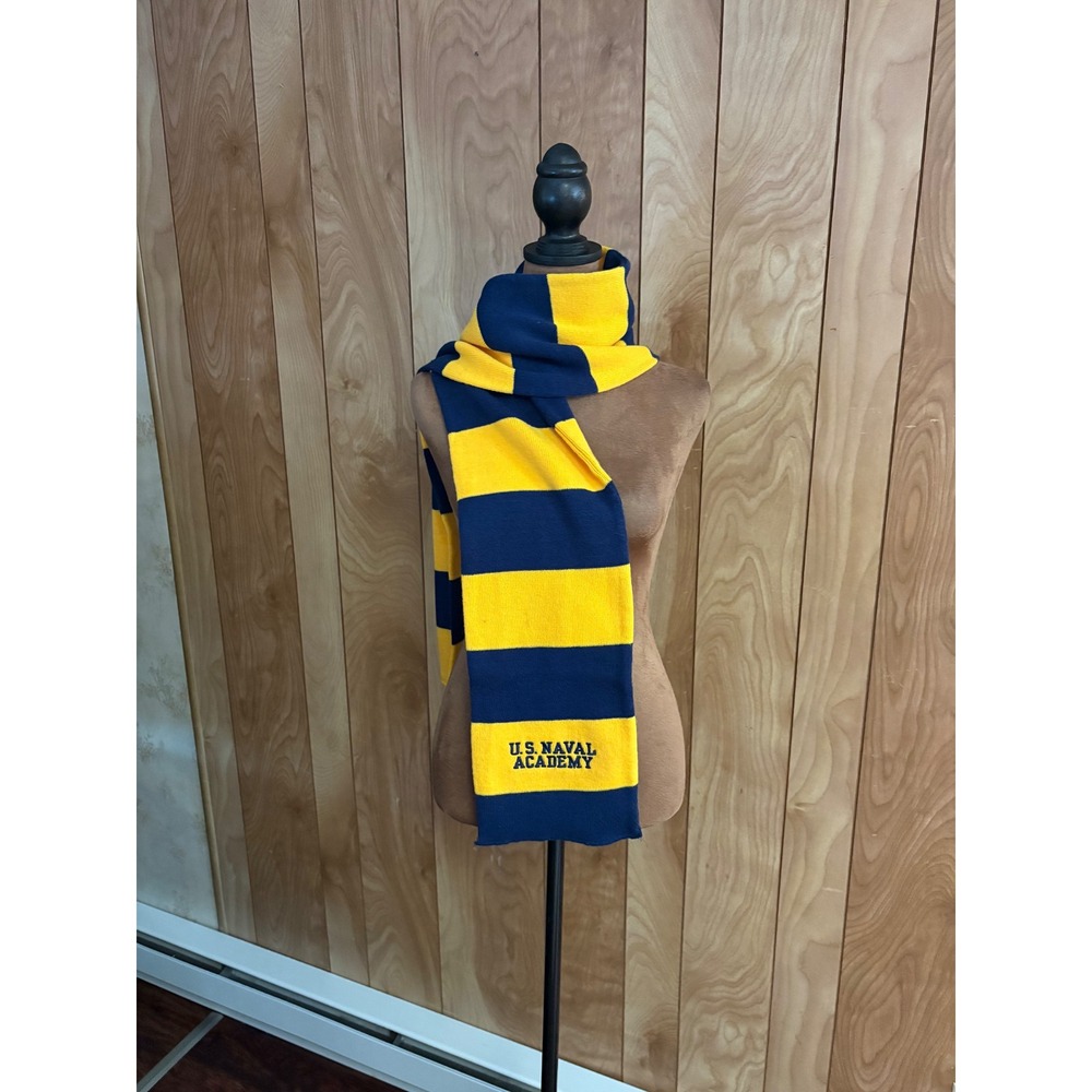 US Naval Academy Scarf Navy Blue Gold‎ Striped Knit Collegiate USNA Midshipmen